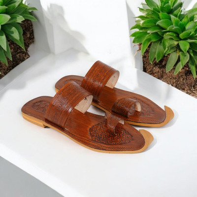 DFR Ethnic Sandal Men Rajasthani Slippers Men Casual(Brown , 9)