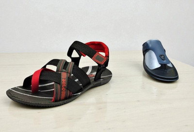 Classica Men Sandals(Blue, Black, Red , 10)