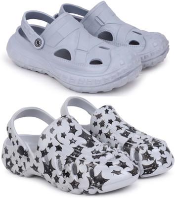 Pampy Angel Men Combo Pack of 2, Ultra cushion, Flipflops, Slipper, Slides, Sandal, Clogs Men Casual(Grey, Black , 6)