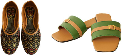 Dualstep Women Flats(Green, Brown, Black , 7)