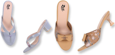 Zaif Women Heels(Beige, Grey , 3)