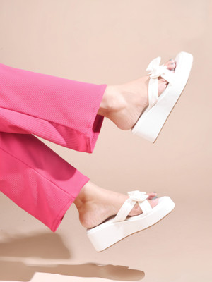 jm looks Women Wedges(White , 8)