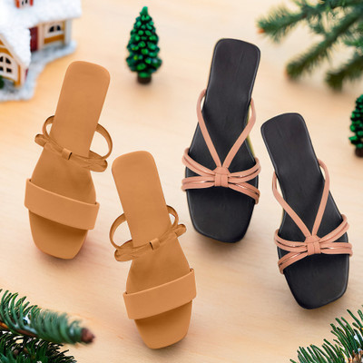 SAYERA Women Flats(Brown, Orange , 5)