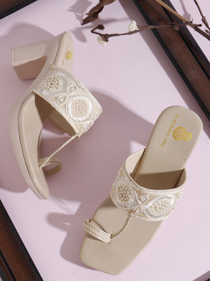 SNEAKERSVILLA Women Heels(Beige , 3)