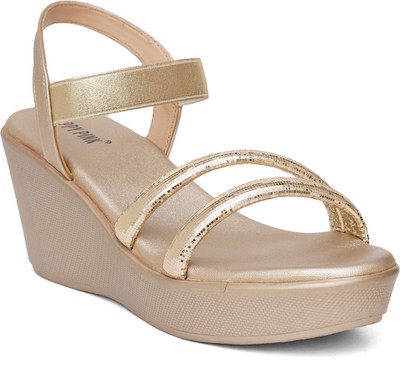 POPPY PINK Women Heels(Gold , 4)