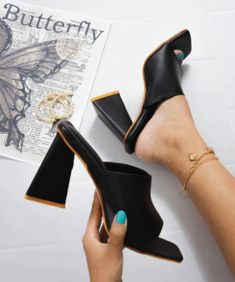 UUNDA Fashion Women Heels(Black , 7)
