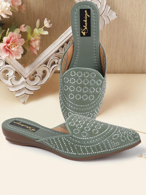 SHOKIYA Women Flats(Green , 5)