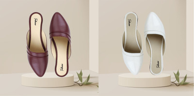 Todhwear Women Heels(Maroon, White , 8)