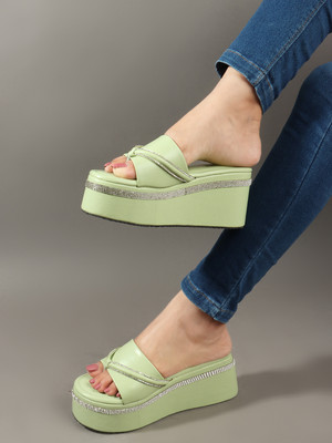 madam glorious Women Wedges(Green , 7)