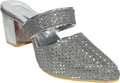 Racecourse Women Heels(Silver , 7)