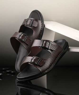 LEONCINO Sandals | Stylish And Comfortable Daily Casual Ethnic Wear Slippers for Gents | Men Sandals(Brown , 6)