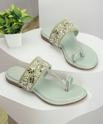 madam glorious Women Flats(Green , 4)