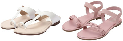 Kuhu Creations Women Flats(White, Pink , 5)