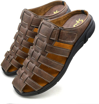 LATWOSCA Men Sandals(Brown , 13)