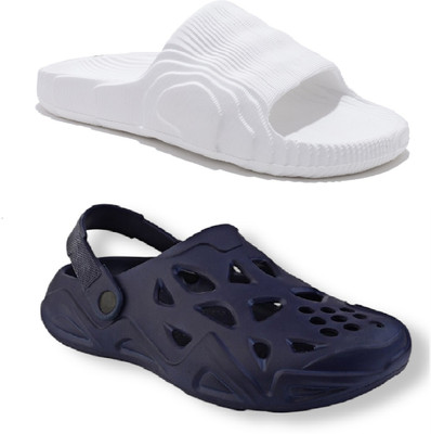 Cogs Men Sandals(White, Navy , 10)