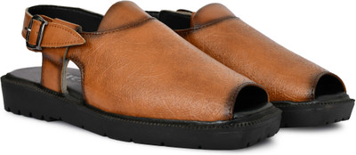house of common Men Sandals(Tan , 7)