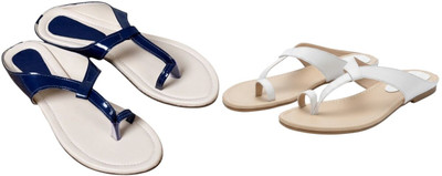 Kuhu Creations Women Flats(Blue, White , 5)