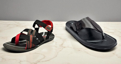 Classica Men Sandals(Brown, Black, Red , 8)