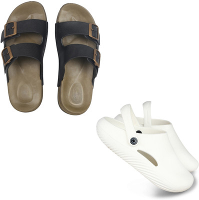 Vomoya Men Sandals(Black, White , 10)