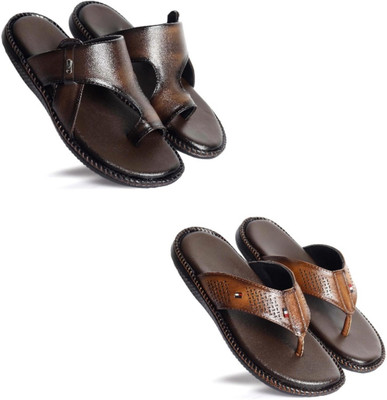 Walkivo Men Sandals(Brown, Tan , 8)