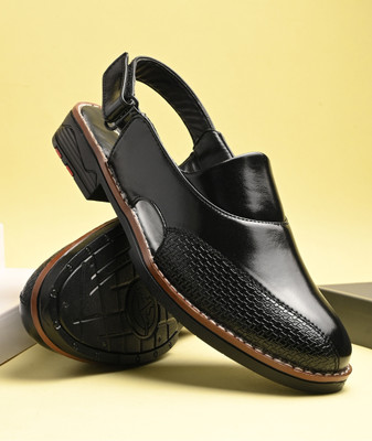 Rising Wolf Men Sandals(Black , 6)
