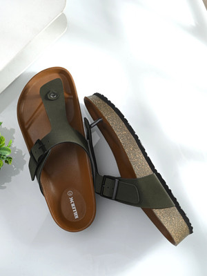KILLER Stylish Dual Strap Buckle Design Men Casual(Olive , 10)