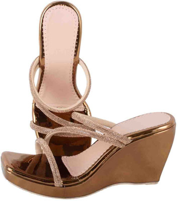 mp collection Women Wedges(Copper , 3)