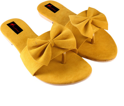 Purple Flamingo Girls Slip-on Flats(Yellow , 8-9 Year)