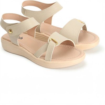 aurish Women Flats(Off White, Beige , 6)