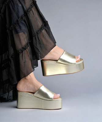 Stylestry Women Wedges(Gold , 4)