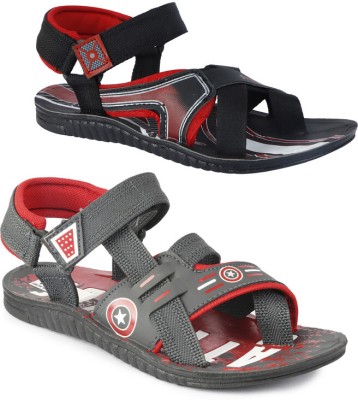 Aedee Men Sports Sandals(Red, Grey , 9)