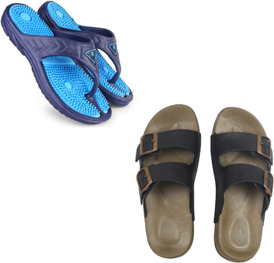 Vomoya Men Sandals(Blue, Black , 8)