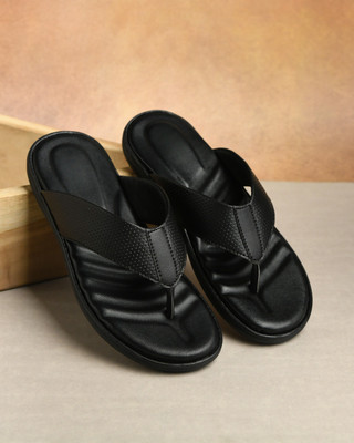 STEPFOX Men V-Strap Ortho Flip Flops | Cushioned Comfort Sandal Slippers(Black , 7)