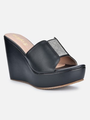 VALIOSAA Women Wedges(Black , 4)