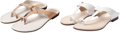 Kuhu Creations Women Flats(Beige, White , 8)