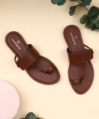 WOODGONG Women Flats(Brown , 7)