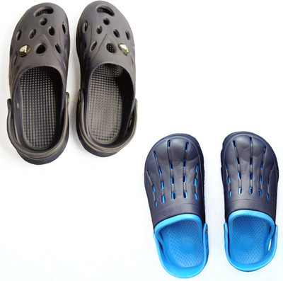 Monrav Men Clogs(Black, Blue , 7)