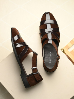 PROVOGUE Men Sandals(Brown , 7)