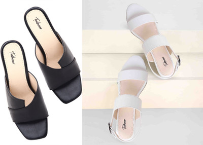 Todhwear Women Heels(Black, White , 7)