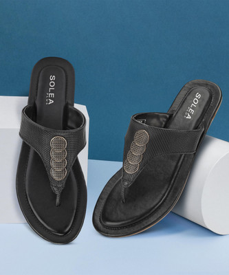 Paragon Black Sandals Stylish Comfortable Durable Dailywear Easy Slip On Flats Women Flats(Black , 8)