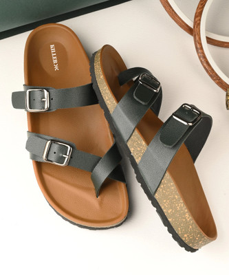 KILLER Stylish Dual Strap Buckle Design Women Casual(Brown, Black , 9)