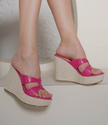 Shezone Women Wedges(Pink , 6)