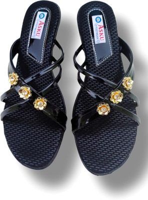 ASKU Women Heels(Black , 5)