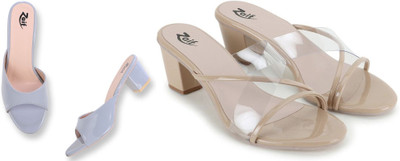 Zaif Women Heels(Beige, Grey , 5)