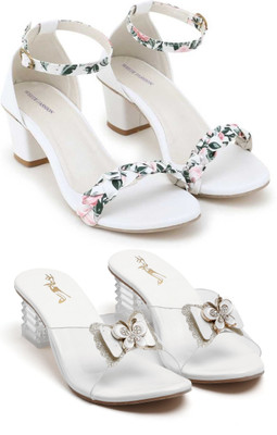SUPPOSE Women Heels(White, White , 6)