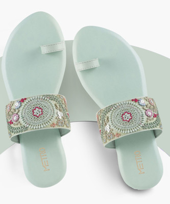 METRO Women Flats(Green , 6)