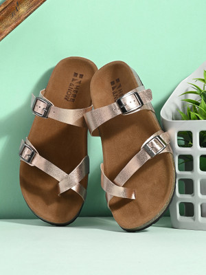 HERE&NOW Women Flats(Gold , 8)