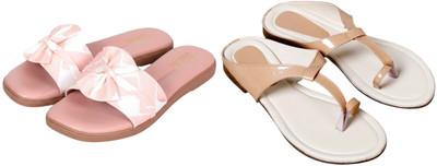 Kuhu Creations Women Flats(Beige, Pink , 5)
