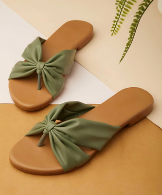 Moncada Women Flats(Green, Beige , 4)