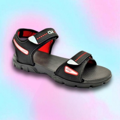 Fortex Men Sandals(Black, Red , 9)